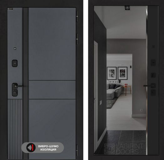 Входная дверь Лабиринт EVOLAB - Зеркало панорама с тонировкой Черный кварц