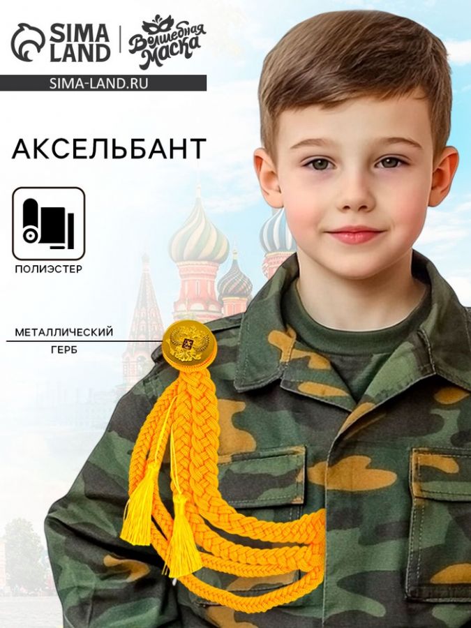Аксельбант карнавальный «Солдат на параде», золотой