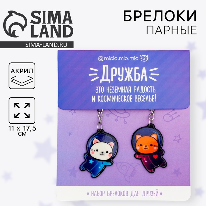 Брелоки парные «Космос» набор, 2 шт., 11?17.5 см