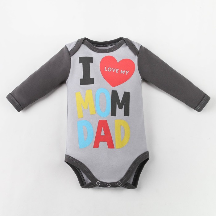 Боди Крошка Я Mum and Dad, рост 74-80 см, серое