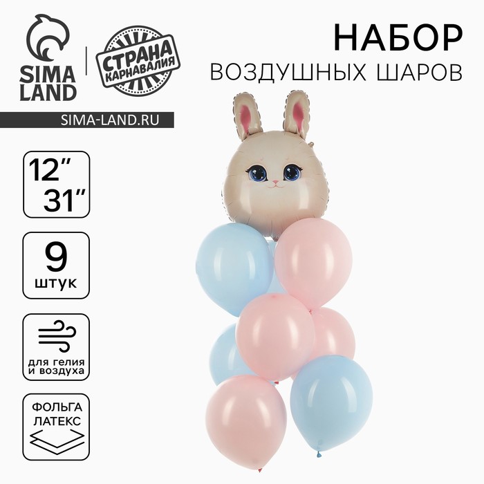Воздушные шары, букет «Зайка», набор 9 шт.
