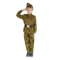 Детский карнавальный костюм «Военный», брюки, гимнастёрка, ремень, пилотка, рост 92-104 см