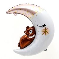Воздушный шар фольгированный 22" «Луна с мишкой», фигура
