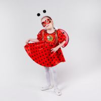 Карнавальный костюм «Божья коровка», атлас, платье, крылья, ободок, рост 98-104 см