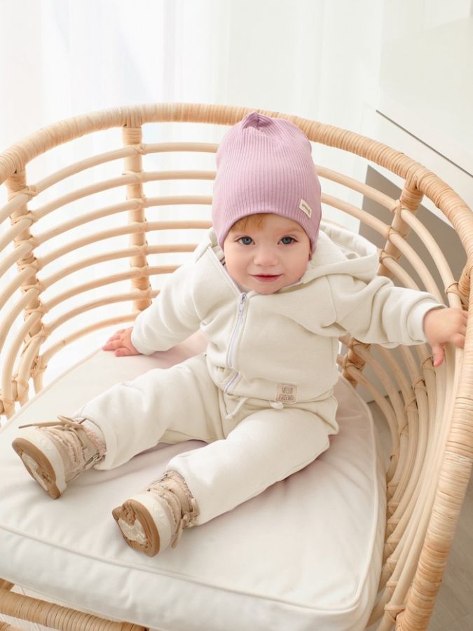 Костюм (толстовка и брюки) Крошка Я, BASIC LINE, рост 62-68 см, цвет молочный