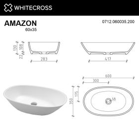 Белая матовая раковина WHITECROSS Amazon 60x35 ФОТО