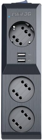 Сетевой фильтр 1,8м Pilot 3G 3x6 черный