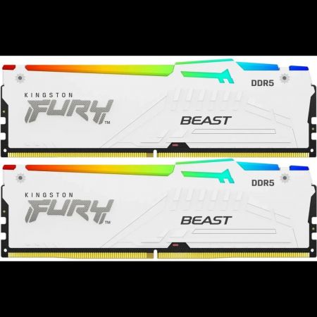 Модуль памяти DDR5 64Gb (2x32Gb Kit) Kingston 6000 Fury Beast White RGB KF560C30BWEAK2-64