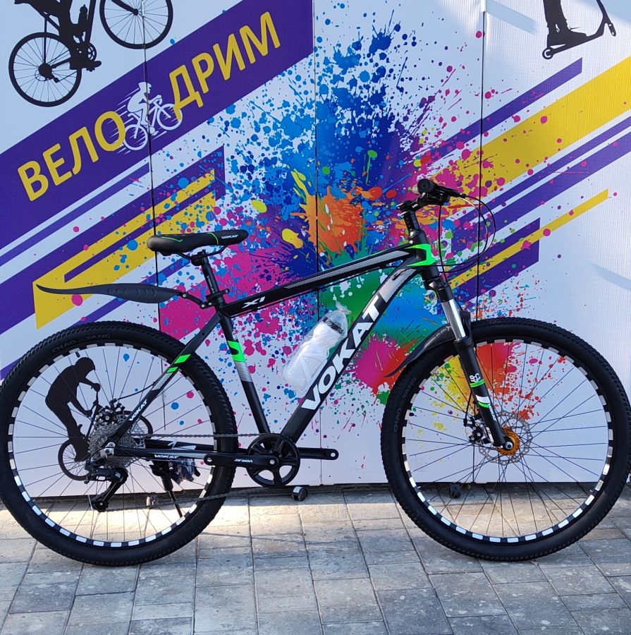 АКЦИЯ! Велосипед 1*9ск  27,5"  Vokat алюминиевый рама 17" черно зелёный
