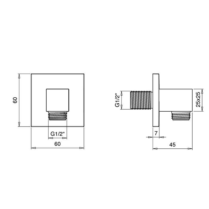 Подключение для душевого шланга ALMAR SQUARE E095001.CR ФОТО