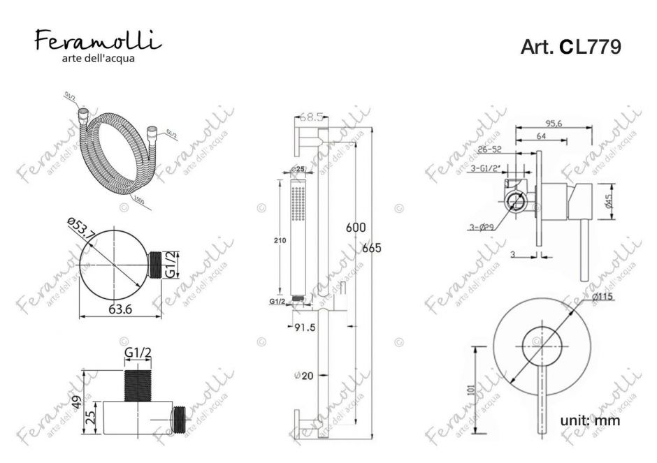 Набор для душа Feramolli CL779, хром ФОТО