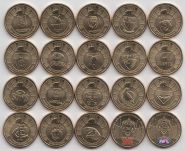 Австралия Набор 20 монет 1 доллар "Австралийская футбольная лига" 2024 год UNC 2 цветные монеты