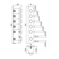 Термостатический смеситель для ванны на 5 потребителей - внешняя часть Carimali ilTondo 21057EST/A-CR схема 2 Термостатический смеситель для ванны на 5 потребителей - внешняя часть Carimali ilTondo 21057EST/A-CR схема 2