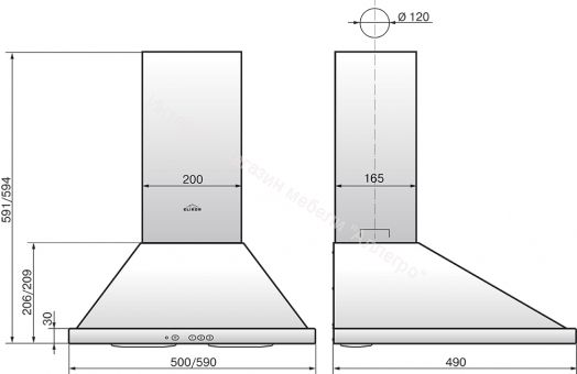 Вытяжка ELIKOR Оптима 60Н-400-К3Л (КВ II М-400-60-266) нержавеющая сталь