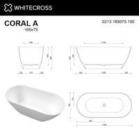 Овальная отдельностоящая ванна WHITECROSS Coral A 165x75 0213.165075 схема 6