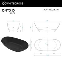 Отдельностоящая каменная ванна WHITECROSS Onyx D 160x75 0207.160075 схема 21