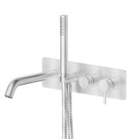 Смеситель для ванны Newform X-STEEL 316 69680EX встраиваемый с ручным душем излив 23.1 см схема 1