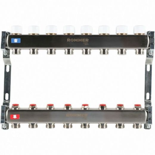 Коллектор из нержавеющей стали без расходомеров 8 выходов ROMMER