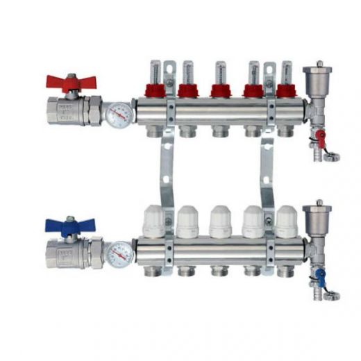Коллекторная группа из латуни с расходомерами 1" на 11 выходов TIM