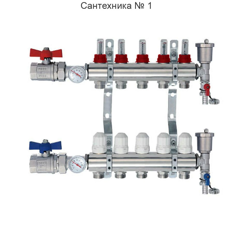 Коллекторная группа из латуни с расходомерами 1" на 11 выходов TIM