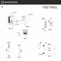 Душевая система с изливом скрытого монтажа WHITECROSS Y YSET06GL золото схема 3