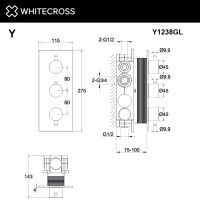 Термостатический смеситель для душа скрытого монтажа WHITECROSS Y Y1238GL золото схема 3