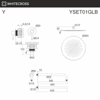 Встраиваемая душевая система WHITECROSS Y YSET01GLB золото браш схема 3