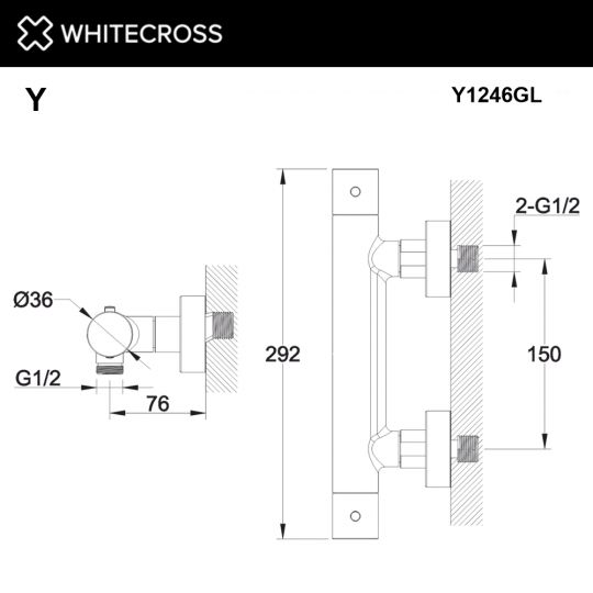 Смеситель термостатический для душа WHITECROSS Y Y1246GL золото ФОТО