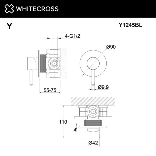 Смеситель для душа скрытого монтажа WHITECROSS Y Y1245BL черный ФОТО