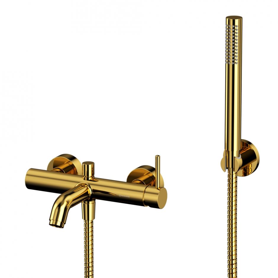 Изображение Смеситель для ванны с лейкой и держателем WHITECROSS Y Y1231GL золото