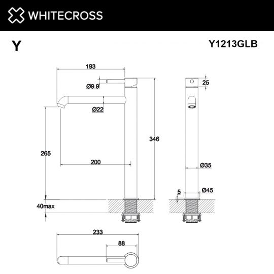 Смеситель для раковины WHITECROSS Y Y1213GLB золото ФОТО