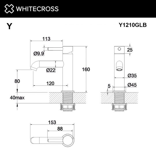 Смеситель для раковины WHITECROSS Y Y1210GLB золото ФОТО