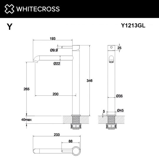 Смеситель для раковины WHITECROSS Y Y1213GL золото ФОТО