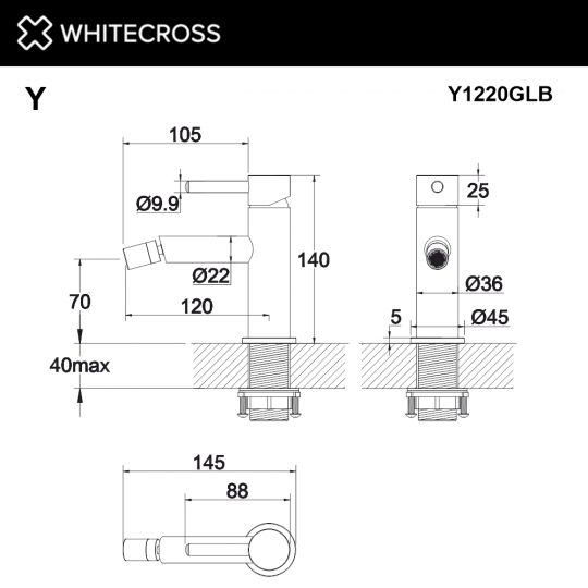 Смеситель для биде WHITECROSS Y Y1220GLB полированное золото ФОТО