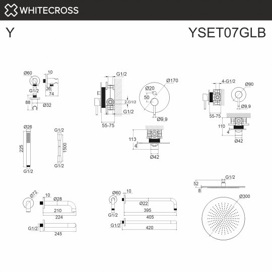 Душевая система с изливом скрытого монтажа WHITECROSS Y YSET07GLB золото браш ФОТО