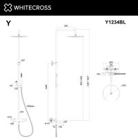 Термостатическая душевая система с изливом наружного монтажа WHITECROSS Y Y1234BL черный матовый схема 3