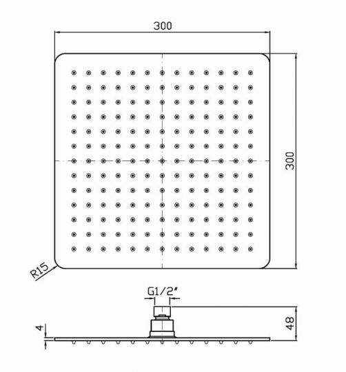 Тропический душ Zucchetti 30 см Z94275 схема 2