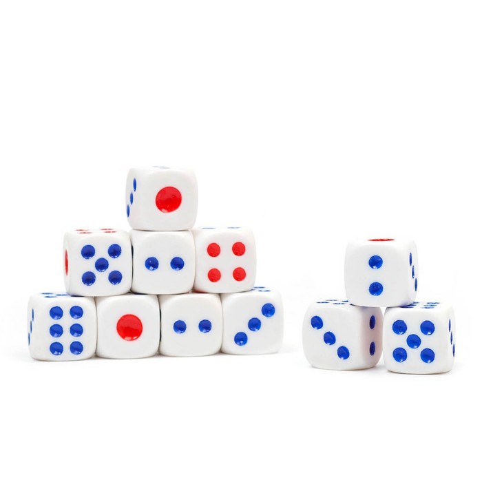 Кости игральные кубики, 1.6?1.6 см, набор 100 шт.