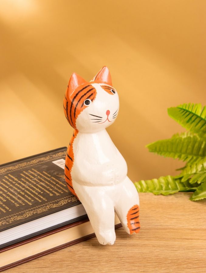Сувенир «Кот сидячий», 6?6?15 см, дерево, оранжевый