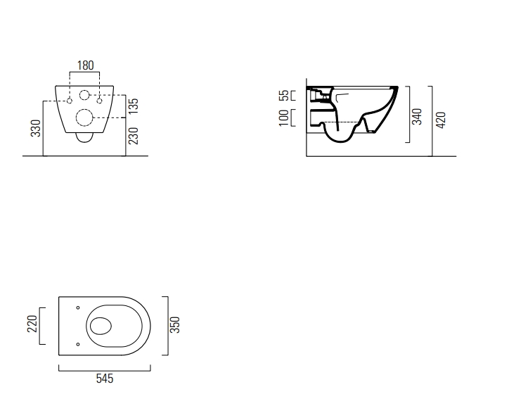 Подвесной унитаз безободковый GSI PURA ECO 880711 Swirlflush, белый глянцевый схема 2