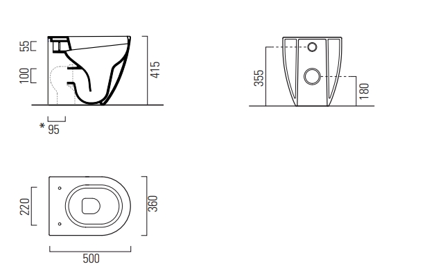 Унитаз приставной безободковый GSI PURA 880411 50х36 с Swirlflush ФОТО