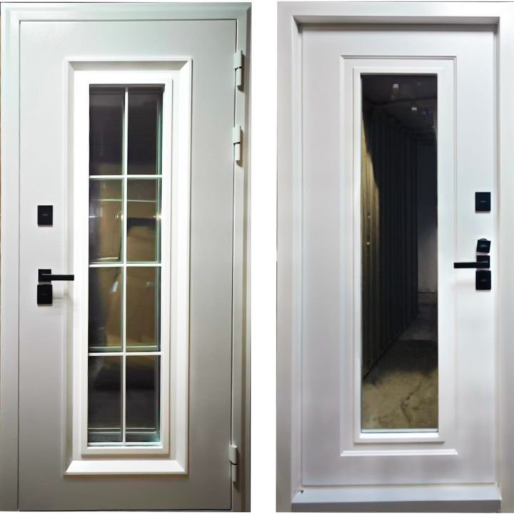 Входная дверь с терморазрывом и стеклопакетом Рекс 33 Белая шагрень - Белый