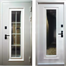 Входная дверь с терморазрывом и стеклопакетом Рекс 33 Белая шагрень - Белый