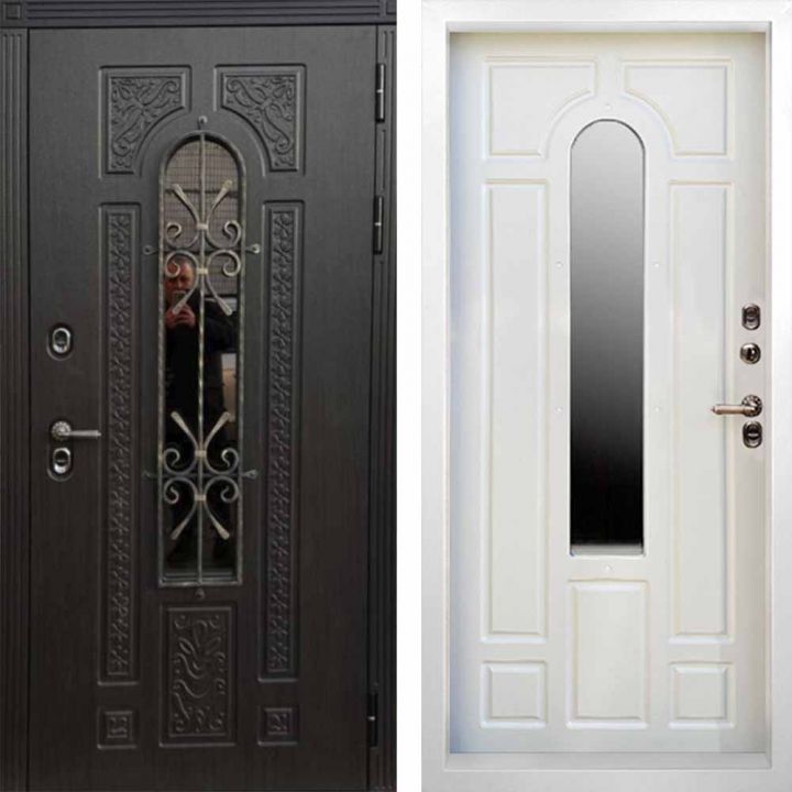 Входная дверь с терморазрывом и стеклопакетом Termo-door Лацио Белая Винорит Венге - Бежевый матовый