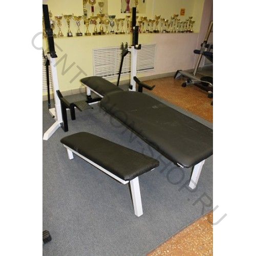 Стойка универсальная для приседания и жима лежа, соревновательная + дополнительной скамьей для спортсменов с поражением ОДА