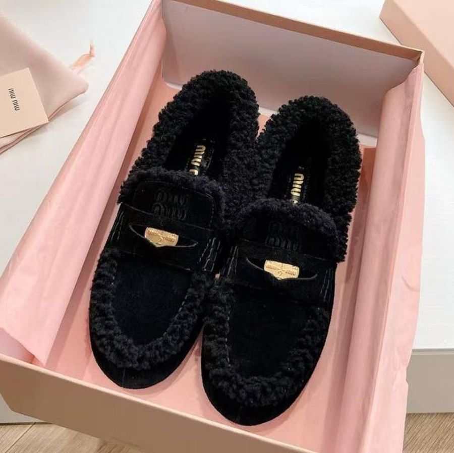 Лоферы MIU MIU Premium с мехом