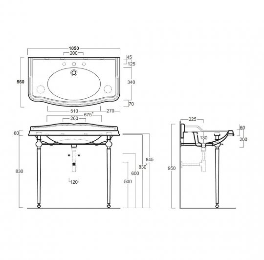 Консоль под раковину Simas Arcade ARCG2 схема 3