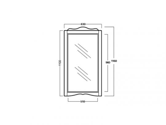 Зеркало прямоугольное Simas Arcade ARS1 в раме 63х116 см схема 2