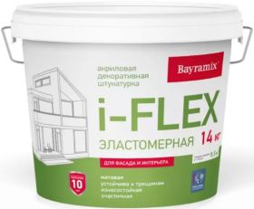 Декоративная Штукатурка Bayramix I-Flex 14кг 064, Колеруемая, Эластичная для Фасадов и Интерьеров Фракция 0,7-1,2 мм.