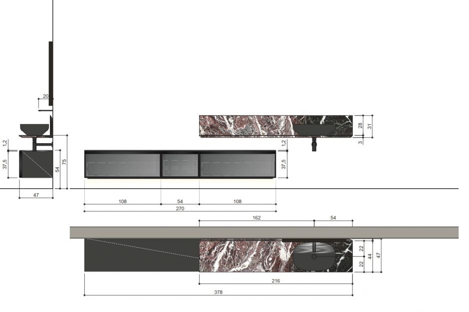 Модульный комплект мебели с раковиной Antonio Lupi BEMADE1 ФОТО